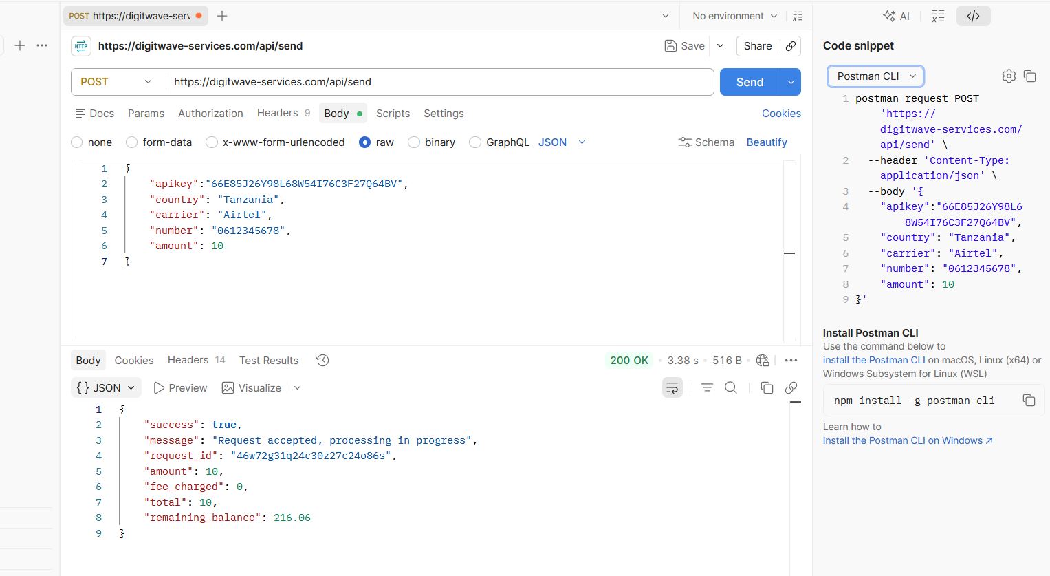 Postman API Integration Request Blueprint